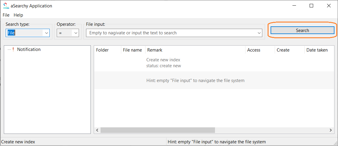 Click the ?Search? button to navigate the indexed file