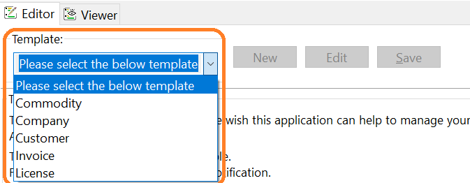 The ?Template? drop down list