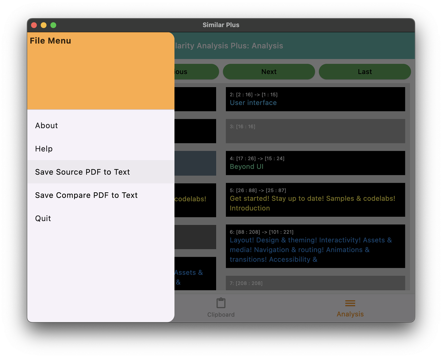 The menu to select save pdf to text