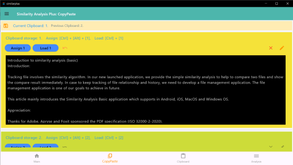 Multi clipboards navigation page